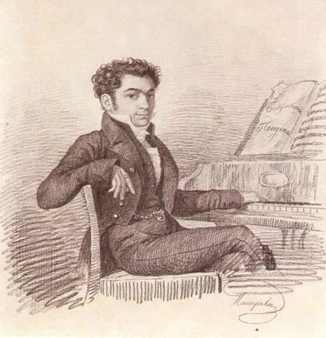 Портрет А. Верстовского. Гравюра Карла Гампельна (1830-е гг.)