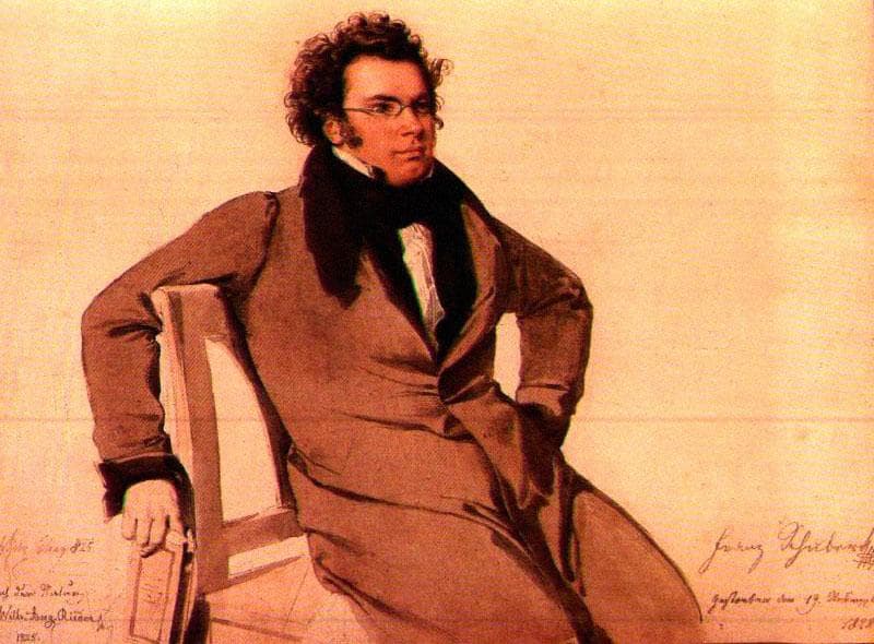 Франц Шуберт, акварель В. А. Ридера, 1825