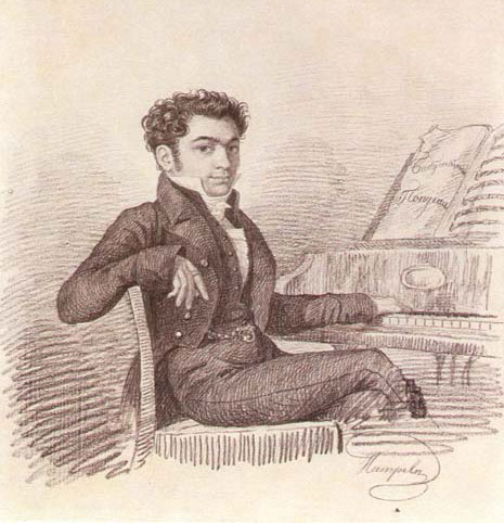 Портрет А. Верстовского. Гравюра Карла Гампельна (1830-е гг.)